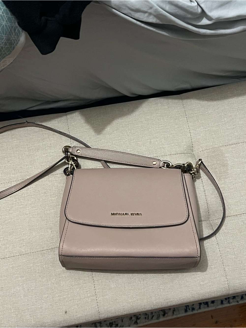 Michael Kors Mauve Leather Crossbody Bag with Gold Hardware